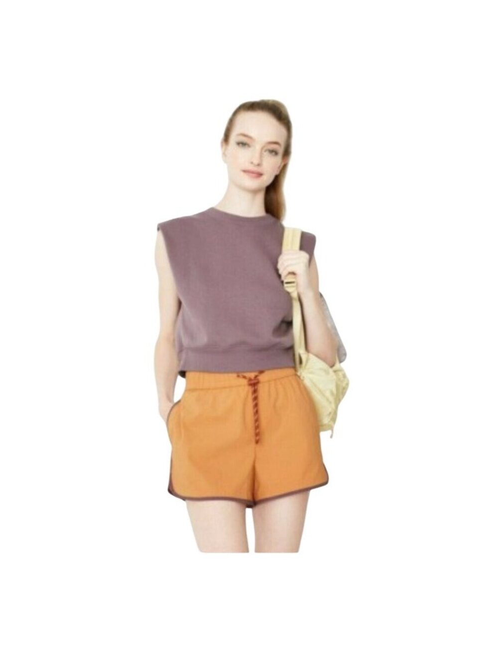 Wild Fable Womens Elastic Waist Drawstring Shorts In Purple & Mustard Size L Lig